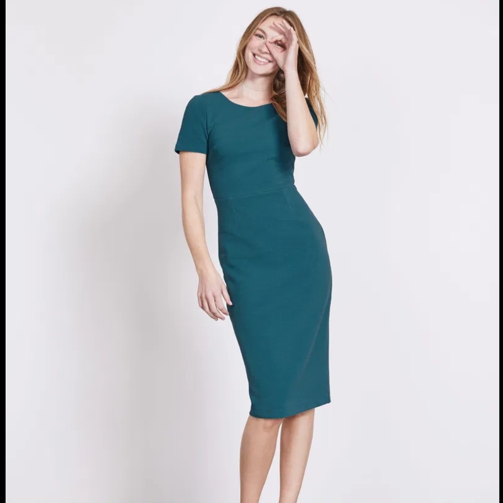 Boden Elsa Ottoman Teal Midi Dress